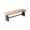 **Titel in het Nederlands: Minimalistisch houten bank met metalen voet**