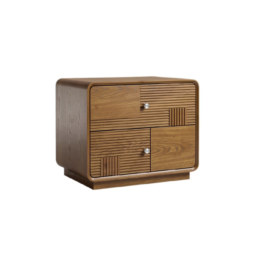 **Technische titel in het Nederlands: Moderne houten nachtkast met lade-indeling**