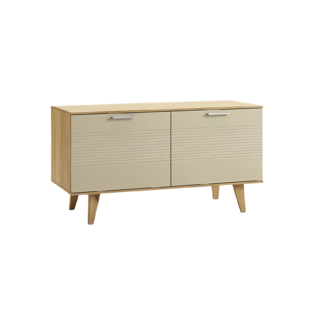 **Moderne Dressoir met Houten Poten en Geprofileerde Deuren**
